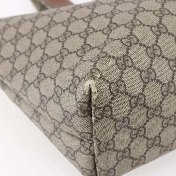 GUCCI GG Supreme Web Sherry Line Tote Bag PVC Beige Red 211134 Auth 153074 - Picture 5 of 16